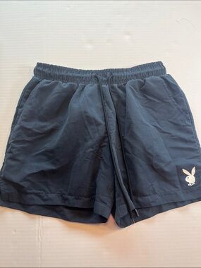 PLAYBOY Men's Navy 5” Swim Trunks with White Logo